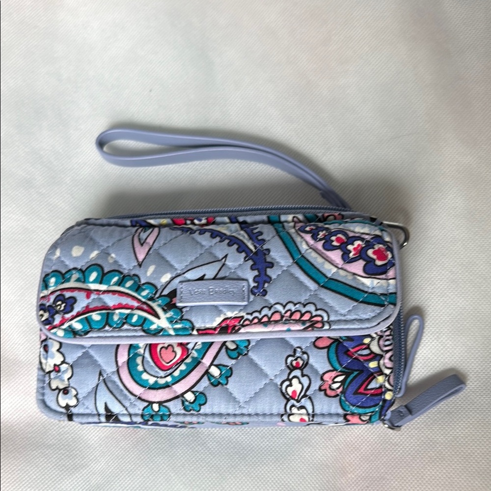 Vera Bradley Blue and Pink Paisley Wristlet